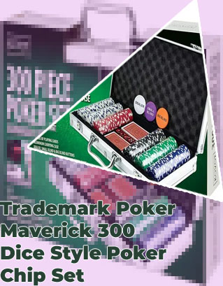 Trademark poker maverick 300 dice style poker chip set